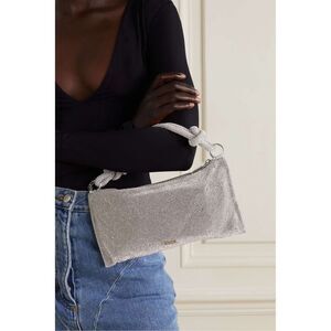 CULT GAIA Hera nano crystal-embellished knotted satin shoulder bag $440